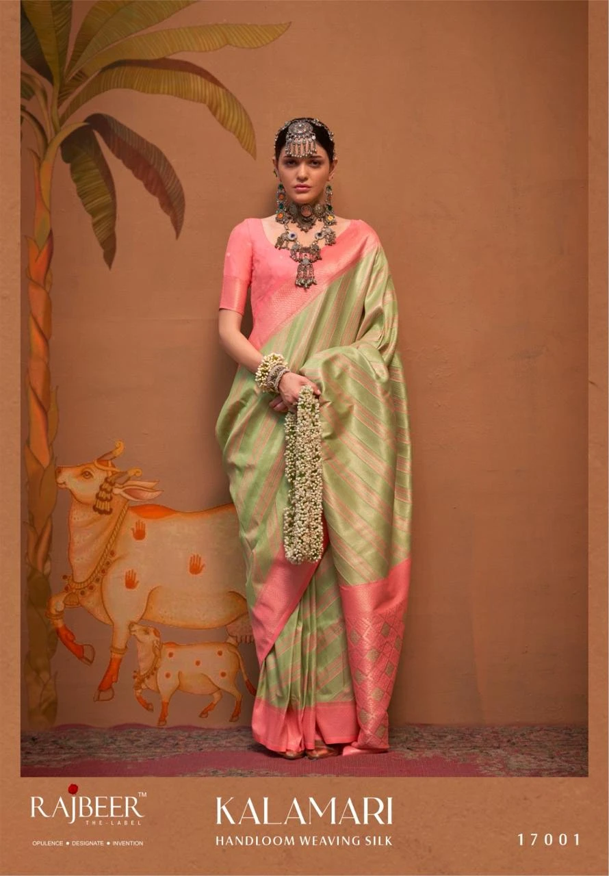 Rajbeer Kalamari Handloom Weaving Silk Wholesale Fancy Sarees Catalog — Wholesale Sarees, MPA wholesale from Surat — view 10